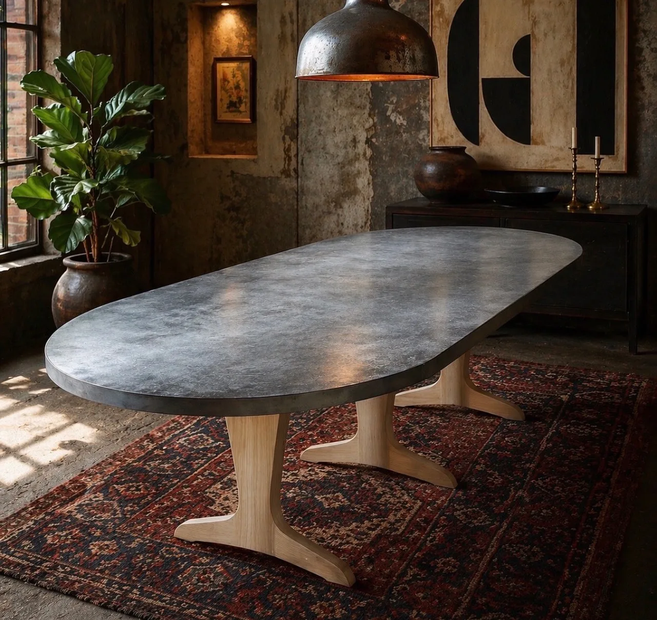 Contemporary custom dining table by Groundwork