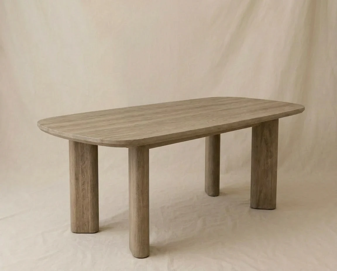 72 x 42 inch white oak racetrack oval dining table with clear matte finish