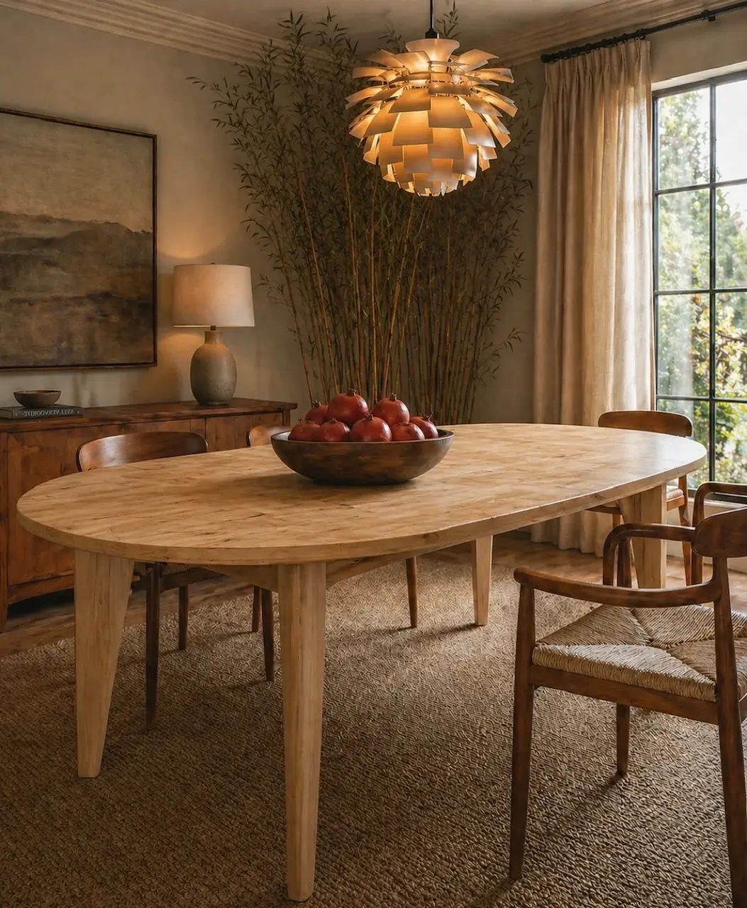 Transitional dining table